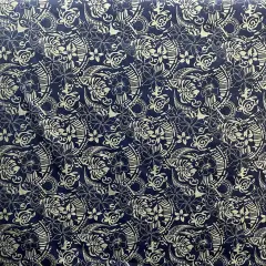 1 Yard Polynesian Tribal Print Fabric Chambray Denim Look 58/60 Inches Wide Blue