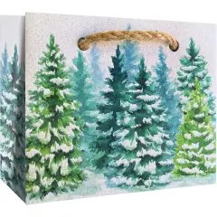 Pack/6: Snowy Trees Gift Bag - 5 x 2 x 4"