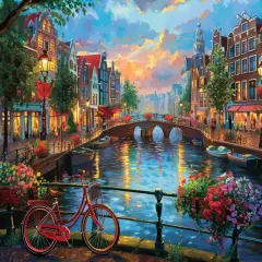 14ct Counted Stamped Cross Stitch Kits for Adults City Printed Cross Stitch Patterns