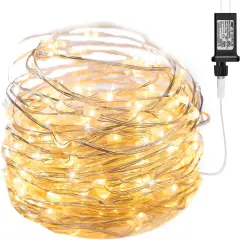 33Ft 100 LEDs Waterproof Silver Wire Christmas String Lights