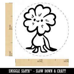 Cute Weird Flower Creature Smile Happy Face Self-Inking Rubber Stamp Crafting Dry Pad