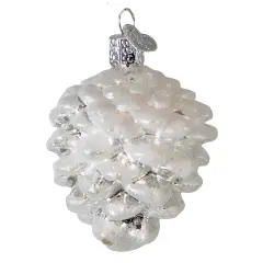 Old World Christmas 3.0 Inch Snow-Capped Silver Snowy Cone Christmas Tree Ornament , Christmas Decor Pinecone Majestic Fir