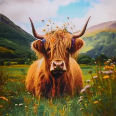 Mook Fabrics Highland Cow Cotton Fabric [45in. Wide] - By The Yard Multi (36" Panel)