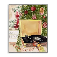 Stupell Industries Festive Christmas Music Records Framed Giclee By Melissa Wang
