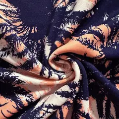 Black and White Water Lily Print Scuba Knit Fabric By the Yard