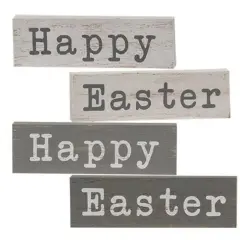 4 Asstd. Happy Easter Mini Block Freestanding Wooden Blocks for Display