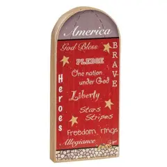Patriotic Silo Block Decor with Words Red and Grey Tabletop Home Accent