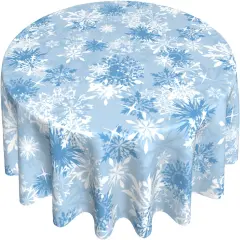 Christmas Snowflake Blue Round Table Cover
