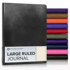 Gallery Leather Journal - Crafted in Maine, USA - Elegant Leather Writing Notebook with 192 Lined Pages - A Timeless Space for Your Thoughts - 9.75x7.5 ", Large Lined Acadia Black