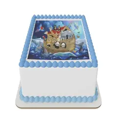Noahs Ark with animals Edible Icing Sheet cake topper for 1/4 Sheet cake or larger