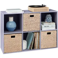 Best Choice Products 6-Cube Bookshelf, 13.5in Display Storage System, Organizer w/ Removable Back Panels Lavender