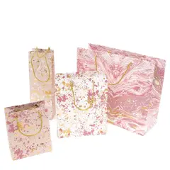 Assorted Paper Bags - Set of 7 Pink/White