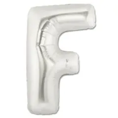 LETTER F FOIL BALLOON Metallic Silver