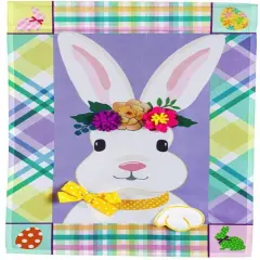 Patterned Border Bunny Easter Garden Flag 2 Sided