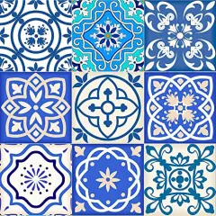 Italian Retro Tiles in blue Wedding Favors Tile Edible Cake topper