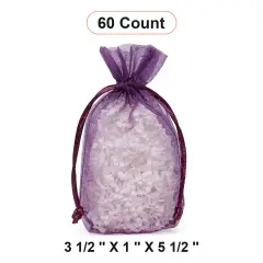 Flat Bottom Organza Bags 3 1/2 '' X 1 '' X 5 1/2 '' for Luxury Gift Wrapping Purple