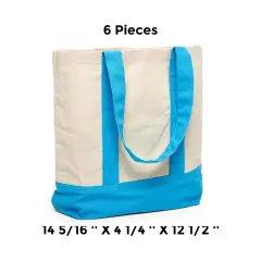 Chic Canvas Tote Bag with Two-Tone Accent 14 5/16" x 4 1/4" x 12 1/2" Sky Blue / Natural