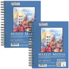 5.5"x8.5" Mixed Media Sketchbook, 2 Pack (60 Sheets), 98 lb (160 GSM)