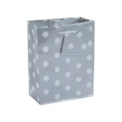 Small Silver Polka Dot Gift Bags for Party - Party Supplies - Bags - Paper Gift W & Handles - 12ct