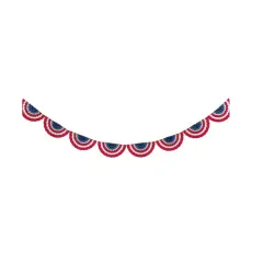 Patriotic Scalloped Paper Fan Garland - 8ft