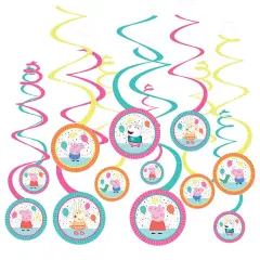 Peppa Pig Confetti Party Spiral Decoration Pack - 12ct