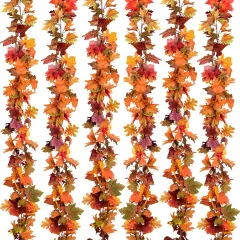 6 Pack Fall Maple Garland - 5.9ft/Strand Artificial Fall Foliage Garland