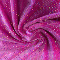 1 Yard Glued Hologram Sequin Stretch Velvet Fabric 60 Inches Width Pink Silver
