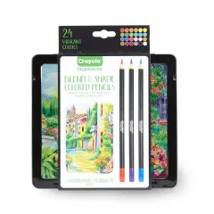 Crayola Signature Blend & Shade Soft Core Colored Pencils in Tin, Gift - 24 Count, Blend & Shade Colored Pencils