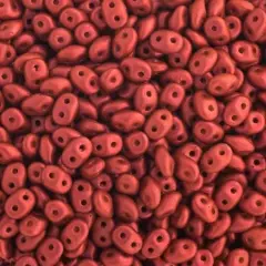 Matubo 2-Hole Czech Glass Opaque Superduo Beads, 100g Chalk Lava Red