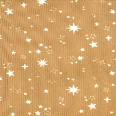 1 Yard Polyester Spandex Yummy Rib Knit Fabric Star Print Soft Stretch 58/60" Width MUSTARD