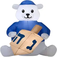 3' Gemmy Airblown Inflatable Hanukkah Bear Holding Dreidel Yard Decoration 14079