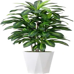 Artificial Dracaena Plant Indoor 5FT Fake Tree with White Diamond Planter Faux Yucca Tall Fake Floor Plant in Pot Artificial Trees for Home Office Living Room Decor Indoor