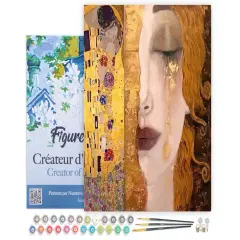 Figured'Art Paint by Numbers Kit for Adults with Frame Gustav Klimt 16"x20" - Craft Art Painting DIY Kit Canvas Already Stretched on a Wooden Frame