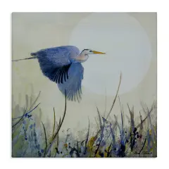Stupell Industries Full Moon & Heron Canvas Wall Art Design by Floy Zittin