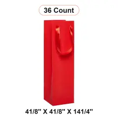 4 1/8'' x 4 1/8'' x 14 1/4'' Glitter Grain Wine Totes for Elegant Packaging Red