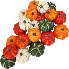 24 Pcs Assorted Small Rustic Harvest Artificial Pumpkins
