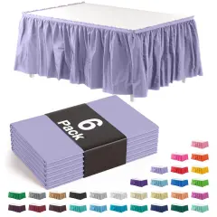 Ruffle Disposable Table Skirt 14 Ft Long Pleated Table Skirts with Adhesive Strip &ndash; Fits 6ft+ Rectangle or Round Tables &ndash; Ideal for Birthday Parties, Gender Reveal, Baby Showers & Event Decorations 6 pack by Exquisite Lavender