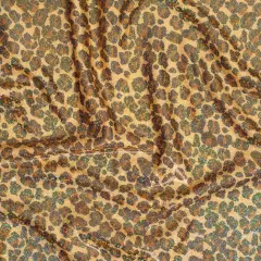 1 Yard Leopard Hologram Poly Tricot Fabric 60 Inch Width Brown Gold