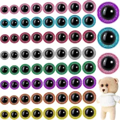 128 Pieces 8 Colors Plastic Safety Eyes Glitter