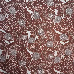 1 Yard Durian Banana Monstera Leaves Chambray Fabric 58/60 Inch Width Mahogany