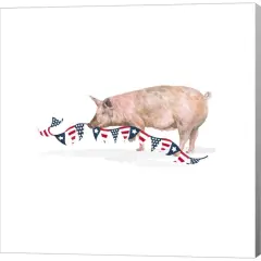 All American Farmhouse on White V by Tara Reed 12" x 12" Canvas Wall Art