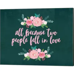 All Because-Teal by Color Me Happy 20" x 16" Canvas Wall Art