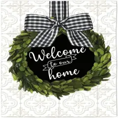 Boxwood Wreath Chalkboard Garden Flag 2 Sided