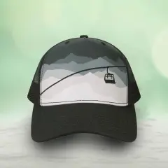 1 Count Scenic Trucker Cap Five Panel Low Profile with Recycled Pre Curved Bill Chairlift/Black