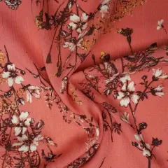 1 Yard Coral Rayon Crinkle Fabric Soft Lightweight Material with Textured Finish for Dresses Blouses and Skirts 50/52 Inch Width