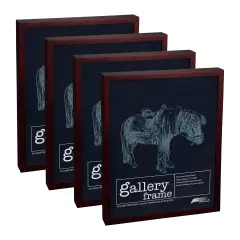 Ambiance Gallery Wood 1.5" Deep Picture Frames - 13 x 19" - 8 Pack Mahogany Wood Frame, Shatter-Resistant Acrylic Glazing & MDF Backing, Horizontal or Vertical Wall Display