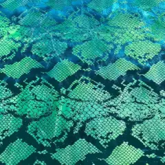 Jungle Cobra Foil Printed Stretch Velvet Fabric Lime