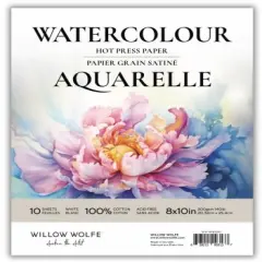 Willow Wolfe Hot Press Watercolour Paper Pad 8"X10"-10 Sheets