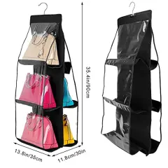 Hanging Handbag Organizer Dust-Proof Storage Holder Bag Wardrobe Closet for Purse Clutch with 6 Larger Pockets (