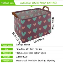 Kid Cute Rectangle Toy Box for Girl, Baby Collapsible Toy Storage Bin Nursery Child Playroom Bedroom Decor Clothes Storage Bin Gift Basket(Love in purple)